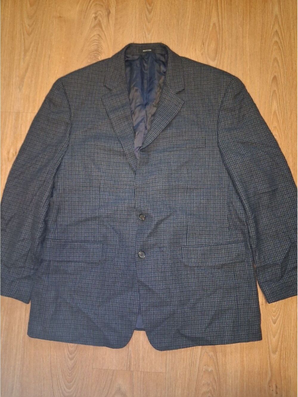 Ralph Lauren Sport Coat Mens 44R Navy Houndstooth Lambswool